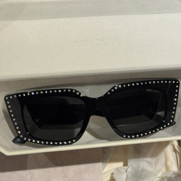 BNIB!  Authentic JIMMY CHOO JC5033B RHINESTONE SUNGLASSES WITH RHINESTONE CHAIN - Picture 1 of 10
